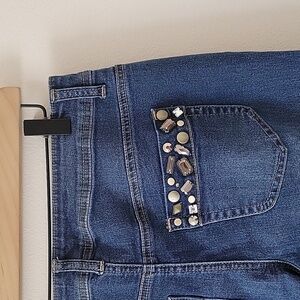 Chico's Beaded Pocket Straight Leg Jeans Size 4